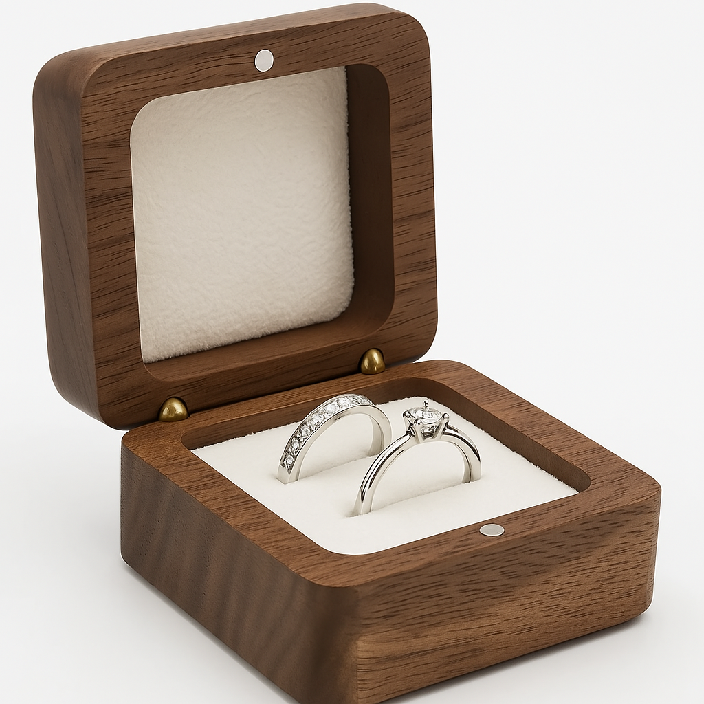Personalised Wooden Ring Box – Mr & Mrs with Wedding Date