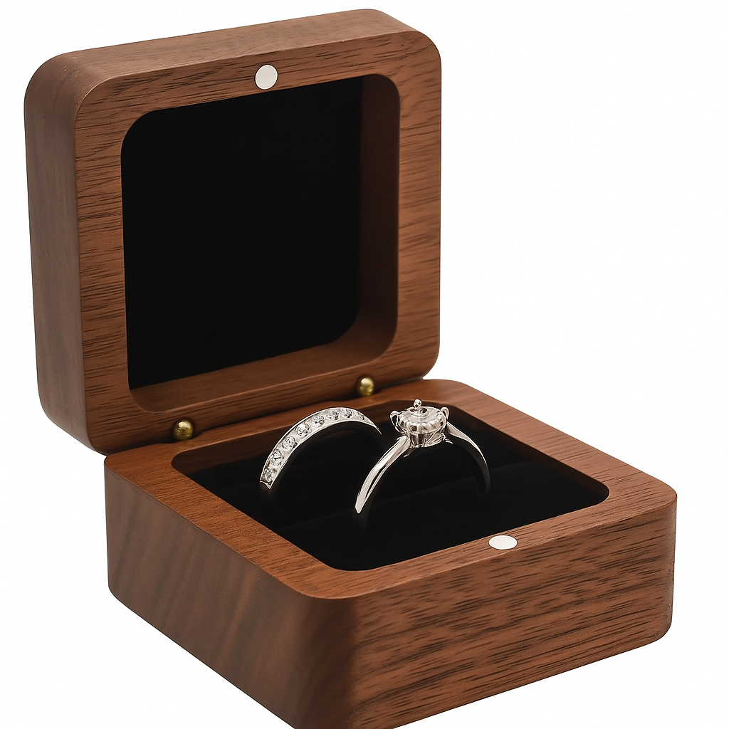 Personalised Wooden Ring Box – Mr & Mrs with Wedding Date