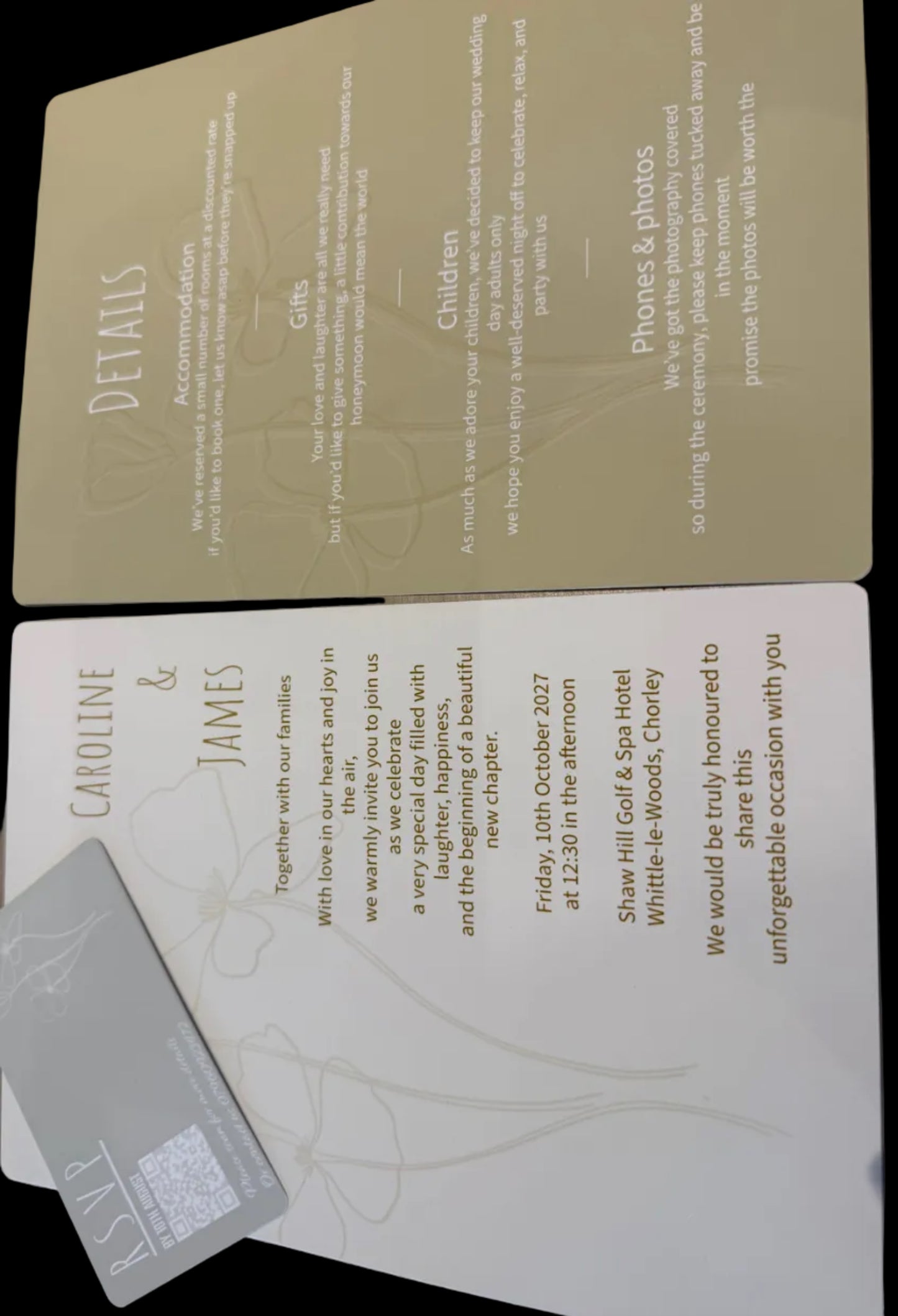 3 Piece Personalised Wedding Invitation Set