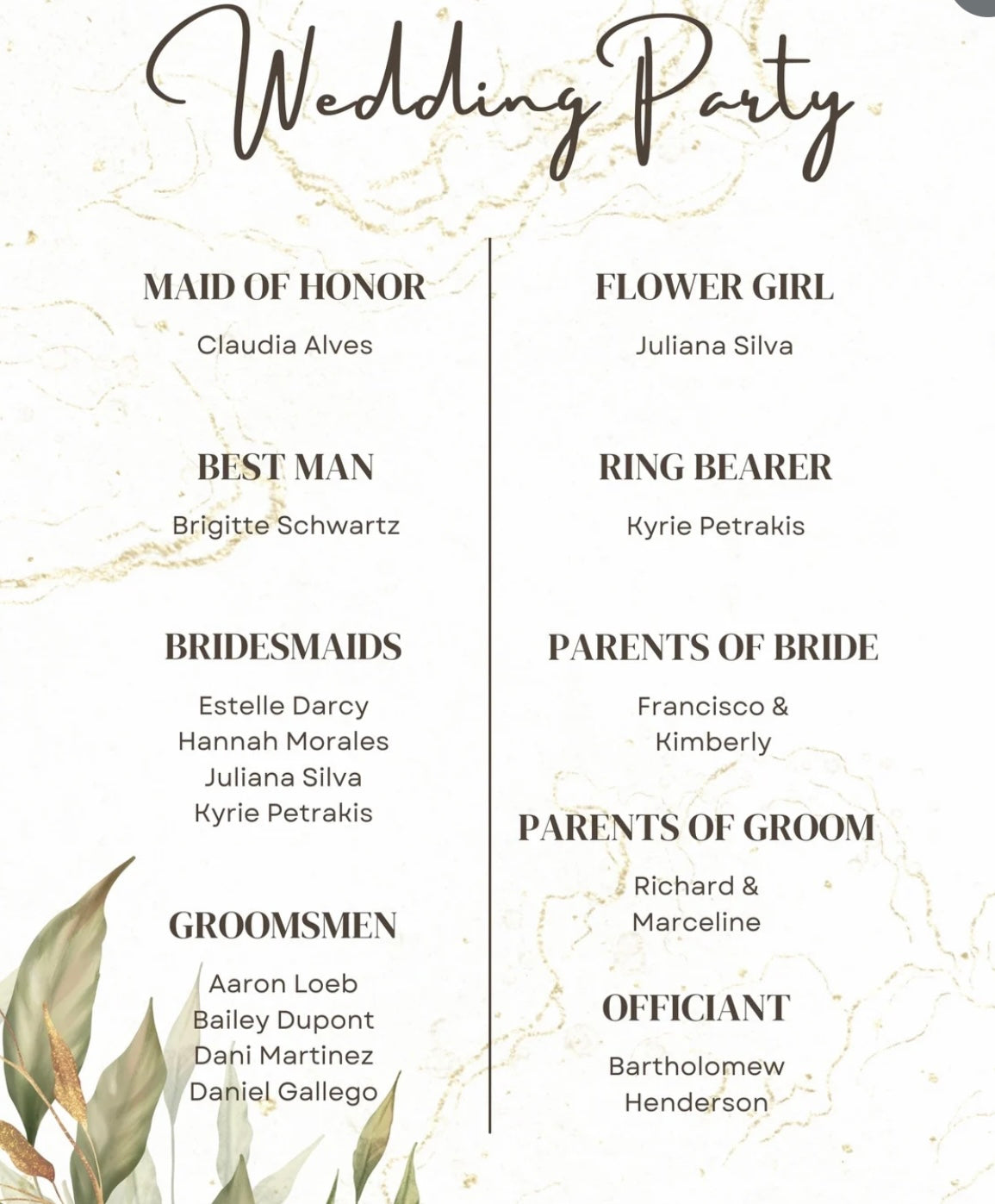 Wedding program (F)