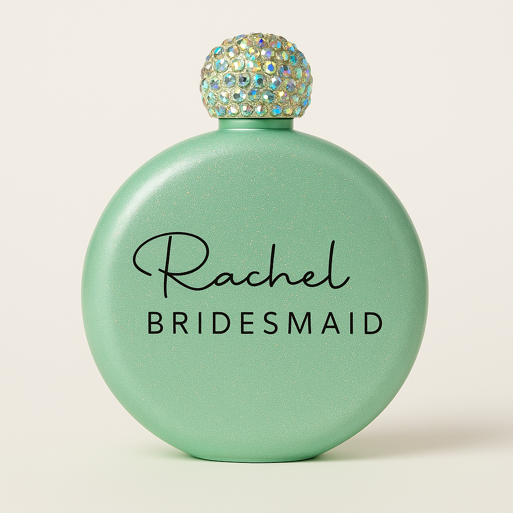 Personalised Glitter Hip Flask – Custom Engraved Wedding Party Gift