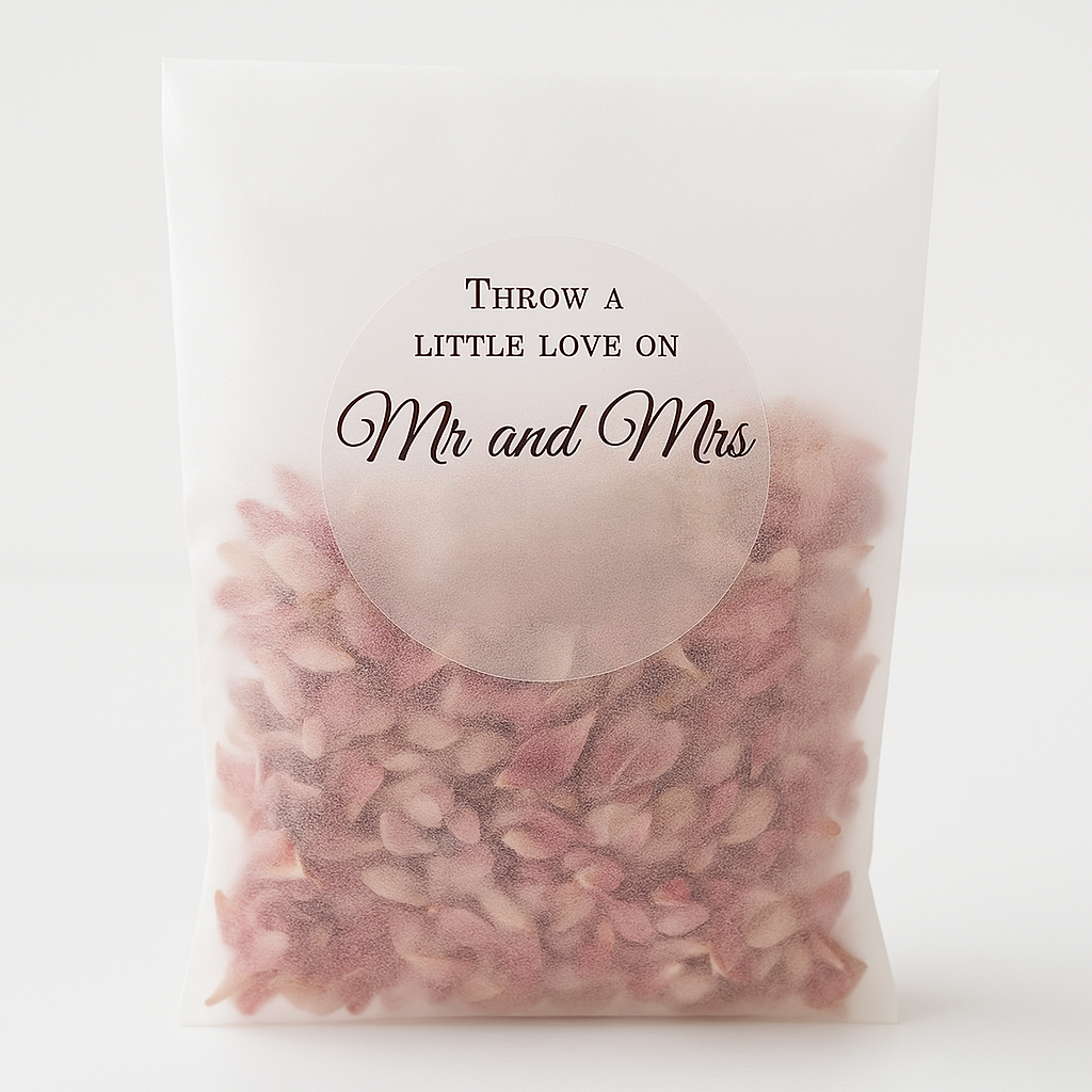 Biodegradable Wedding Confetti – Personalised Clear Throw Bag