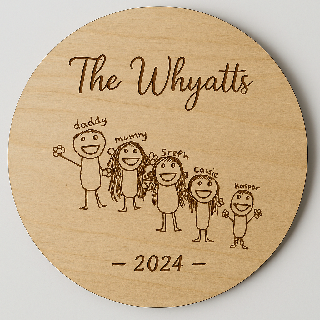 Personalised Children’s Drawing Wooden Plaque – Family Gift Keepsake
