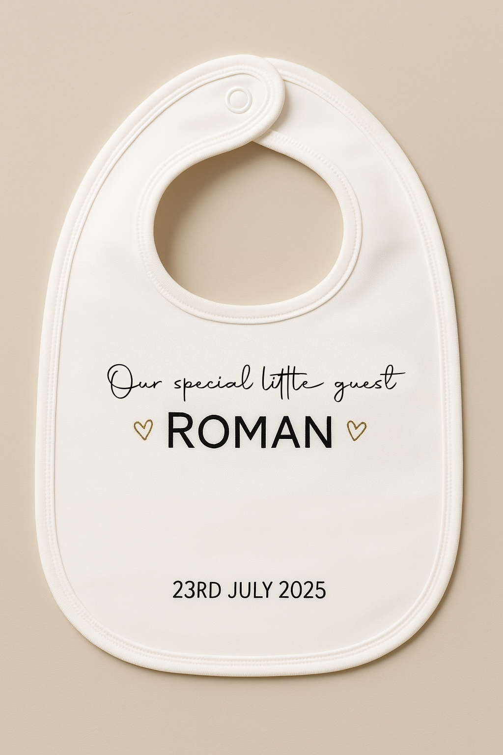 Personalised Baby Bib – “Our Special Little Guest”