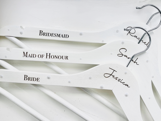 Personalised Wedding Hanger – Engraved Bridal Party Hanger with Shimmer Pearl-Effect Gems