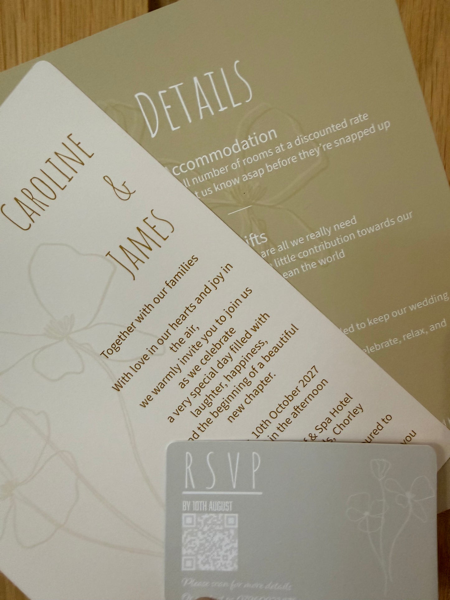 3 Piece Personalised Wedding Invitation Set