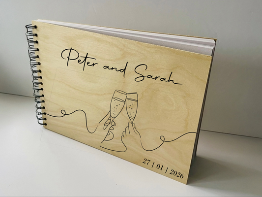 Personalised A4 Wooden Memory Book – Guestbook, Scrapbook & Photo Album