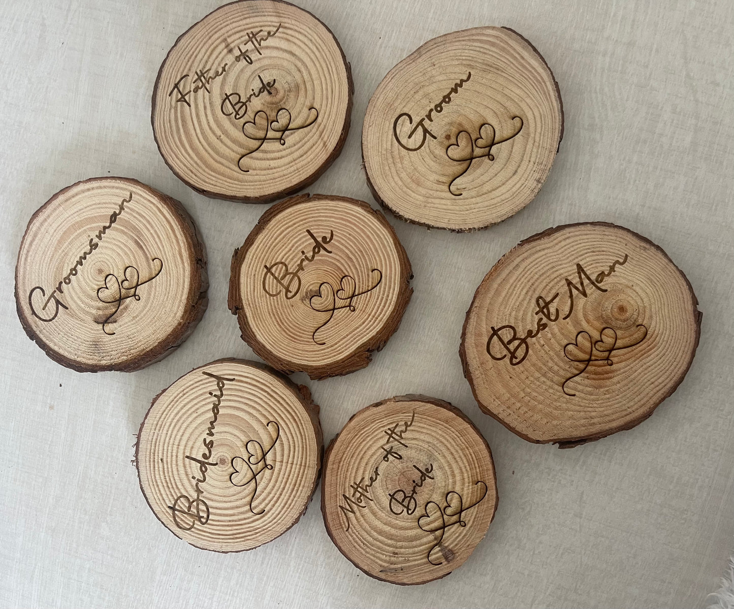 Personalised Natural Wood Log Slice Place Name / Coaster (Double-Sided)