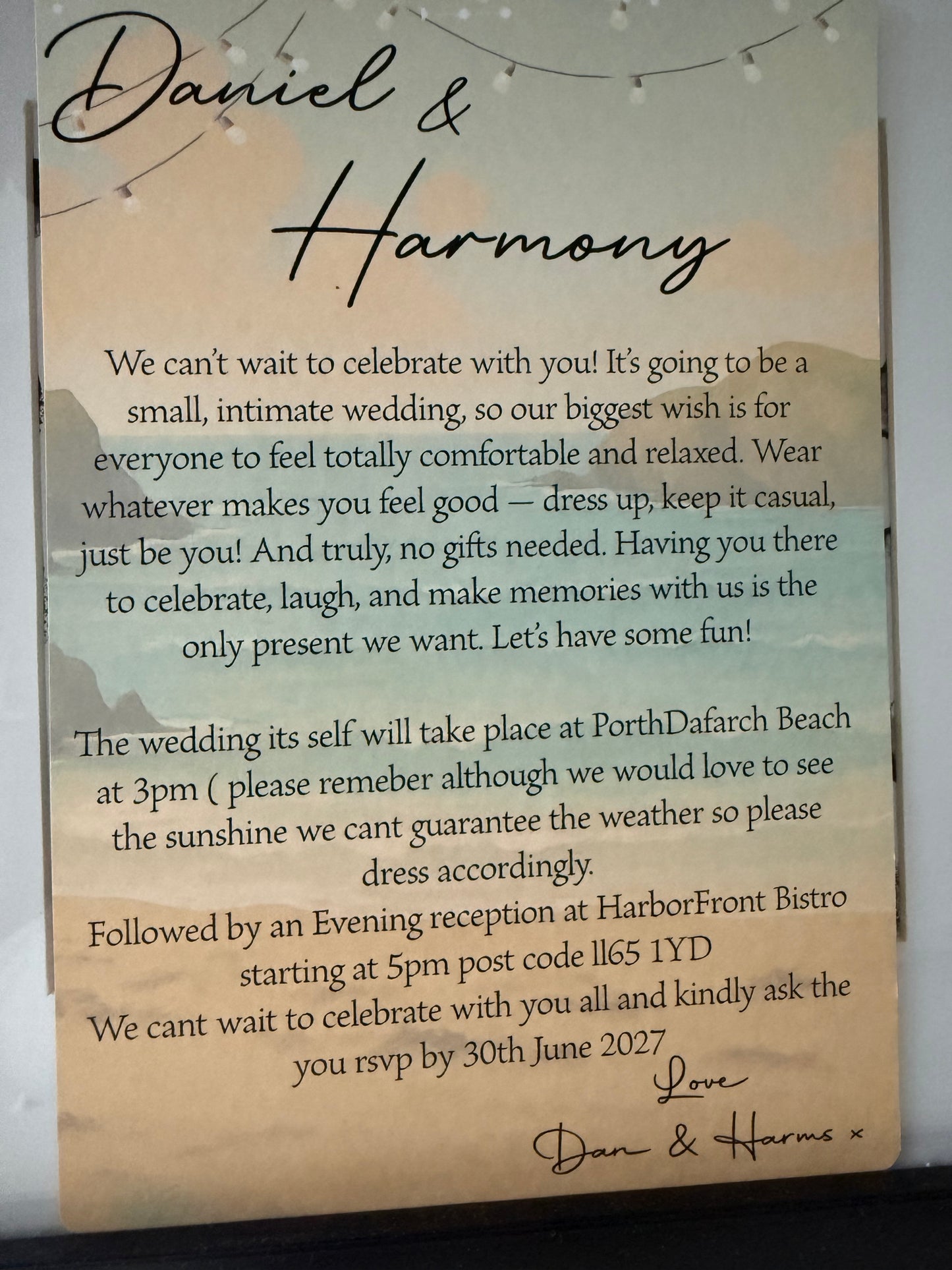 Personalised Beach Wedding Invitation
