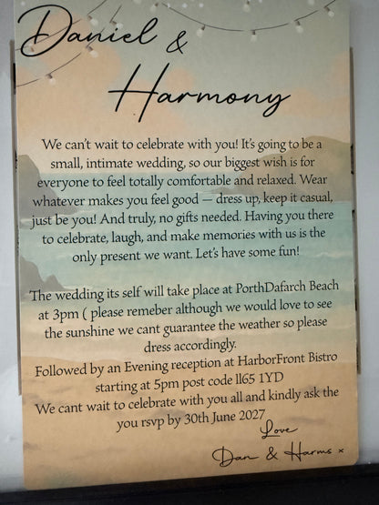 Personalised Beach Wedding Invitation