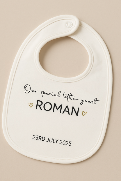 Personalised Baby Bib – “Our Special Little Guest”