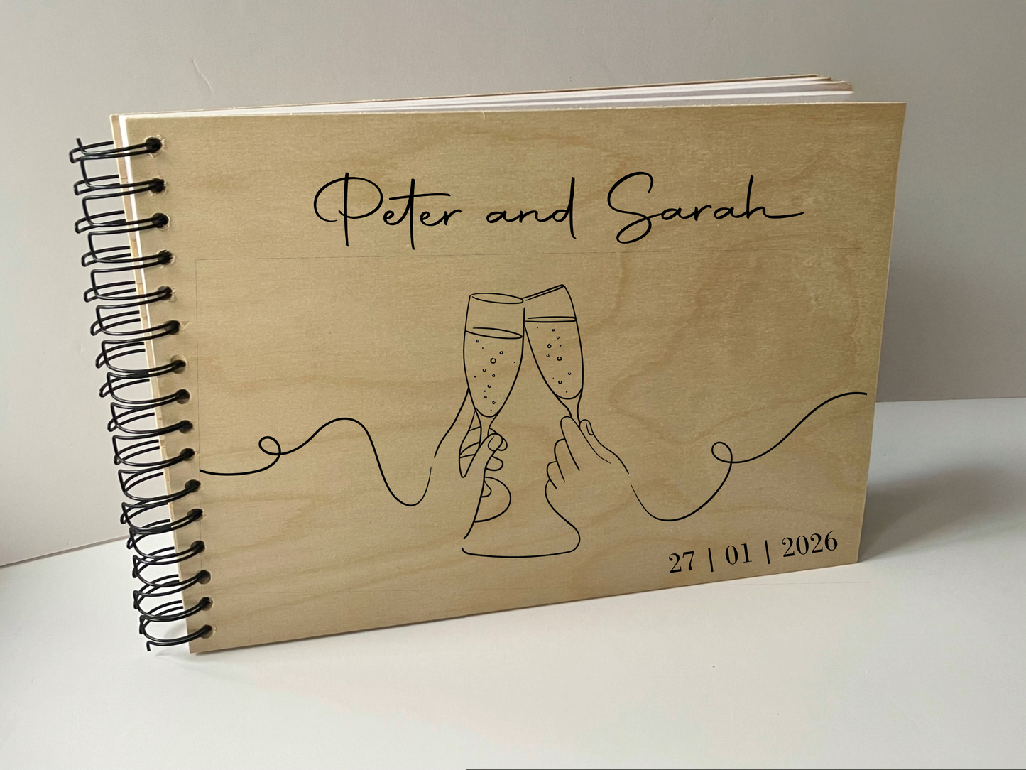 Personalised A4 Wooden Memory Book – Guestbook, Scrapbook & Photo Album