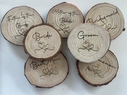 Personalised Natural Wood Log Slice Place Name / Coaster (Single-Sided)