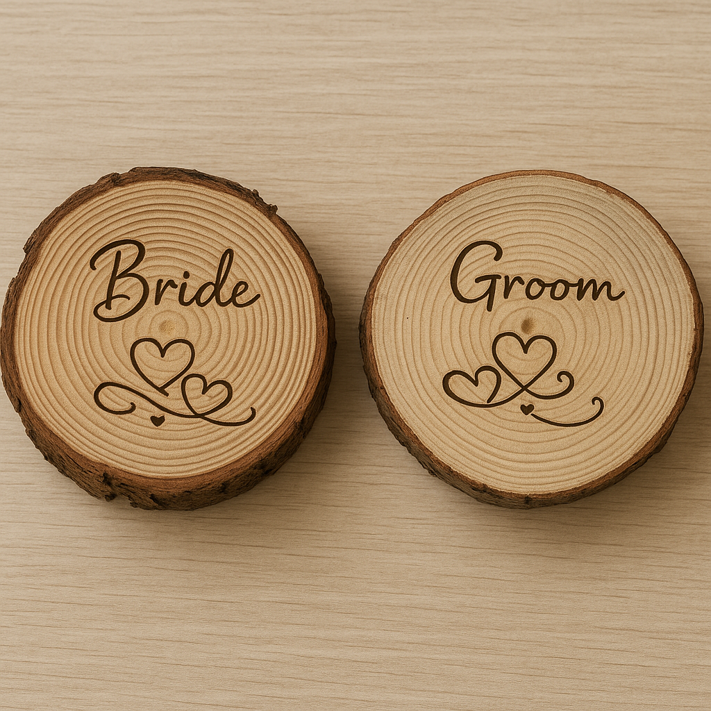Personalised Natural Wood Log Slice Place Name / Coaster (Single-Sided)