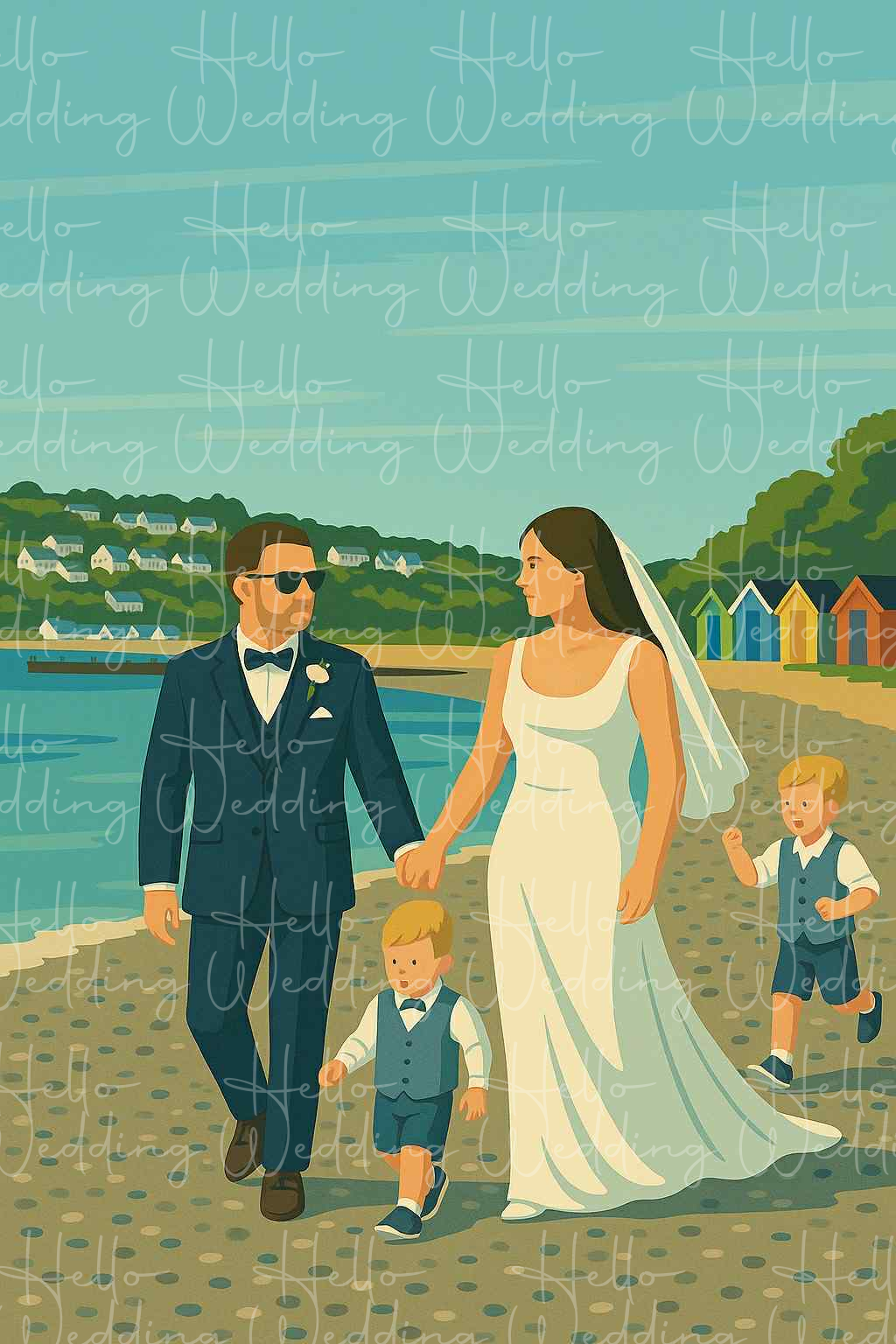 Custom Artwork Wedding Beach Print - B