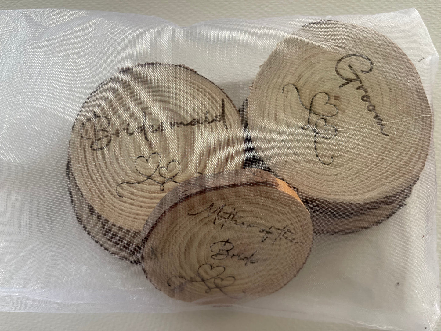 Personalised Natural Wood Log Slice Place Name / Coaster (Double-Sided)