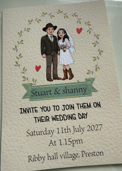 Personalised Wedding Invitation – Hammered Card | Fully Customisable