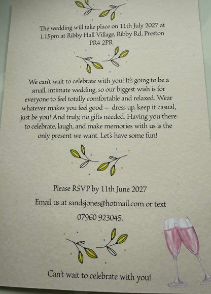 Personalised Wedding Invitation – Hammered Card | Fully Customisable