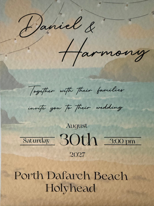 Personalised Beach Wedding Invitation