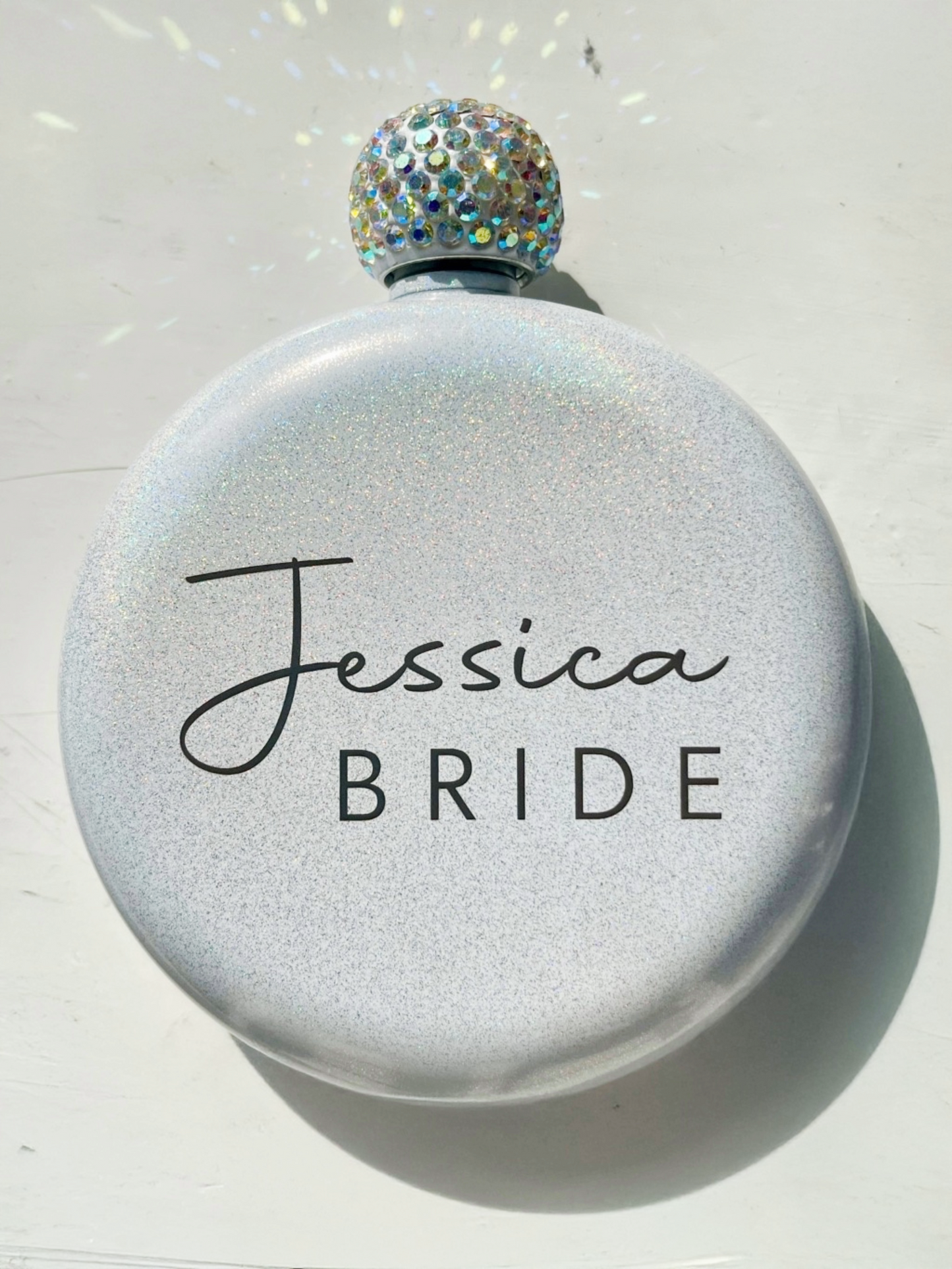 Personalised Glitter Hip Flask – Custom Engraved Wedding Party Gift