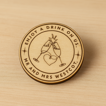 Wooden Wedding Drink Tokens – Custom Engraved