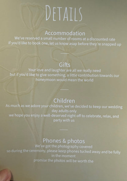 3 Piece Personalised Wedding Invitation Set