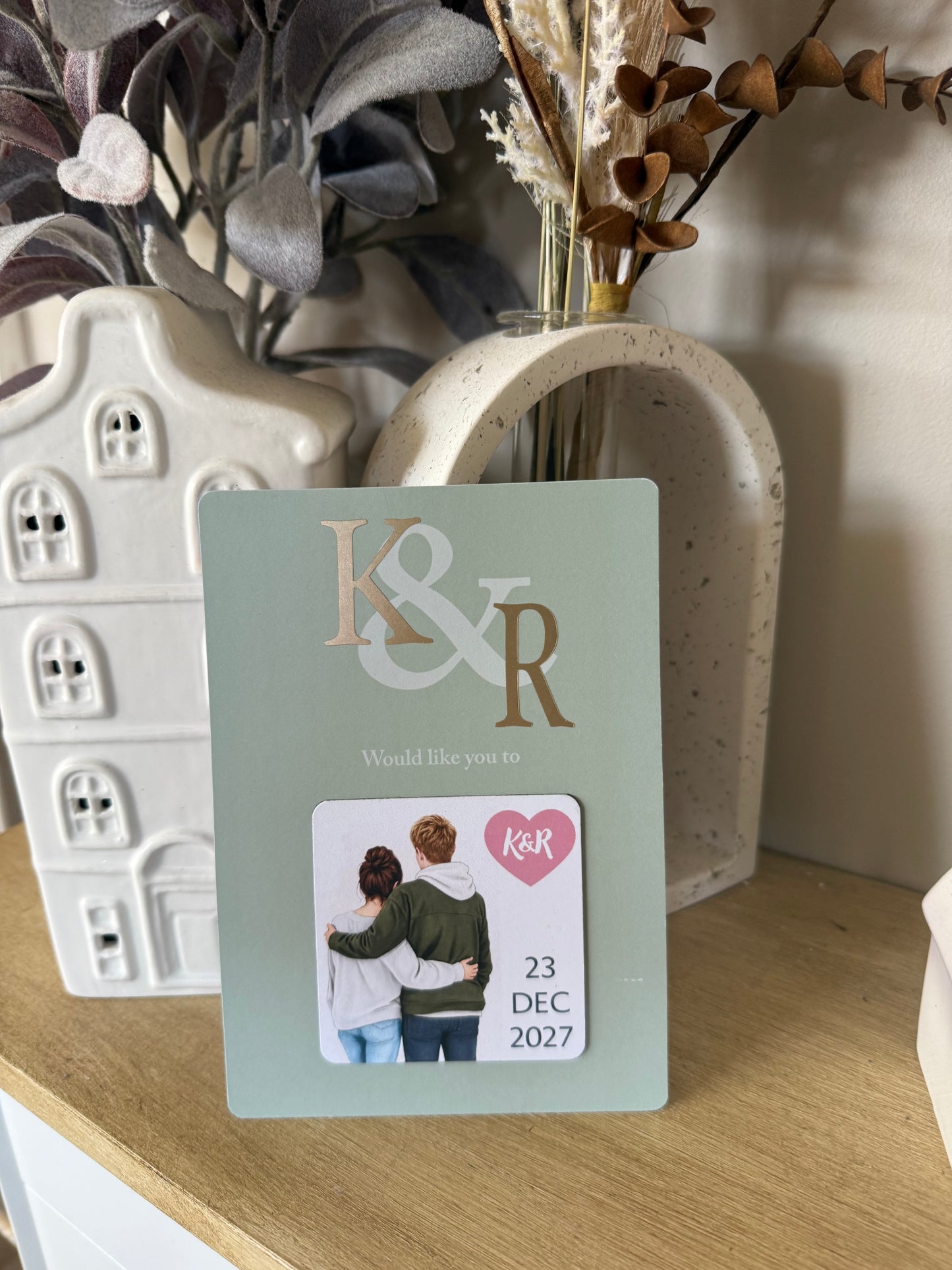 Magnetic personalised cute couple Save the Date