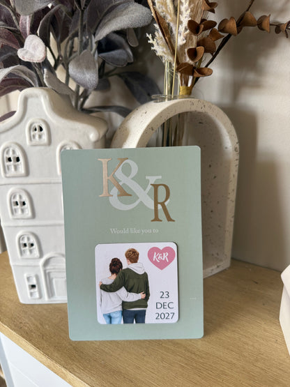 Magnetic personalised cute couple Save the Date