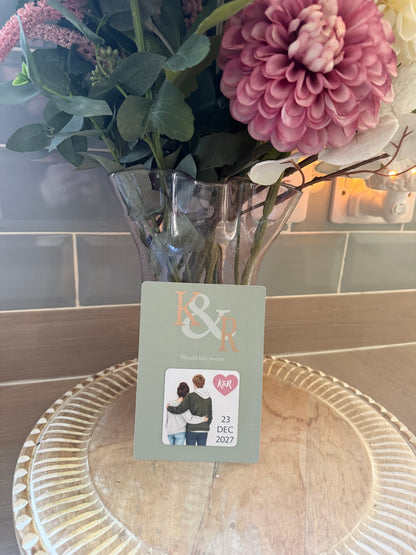 Magnetic personalised cute couple Save the Date