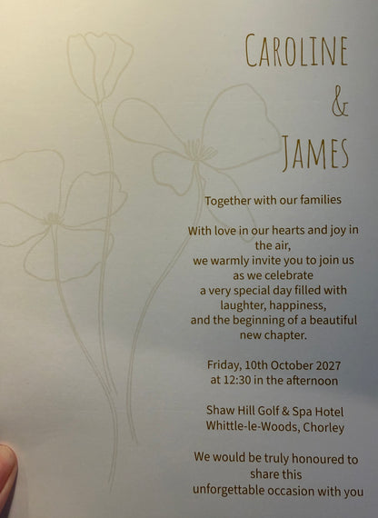 3 Piece Personalised Wedding Invitation Set