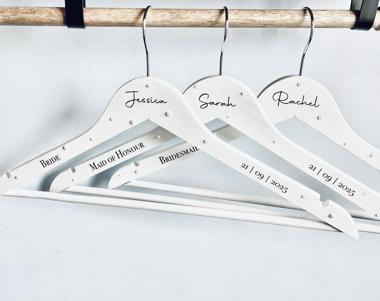 Personalised Wedding Hanger – Engraved Bridal Party Hanger with Shimmer Pearl-Effect Gems