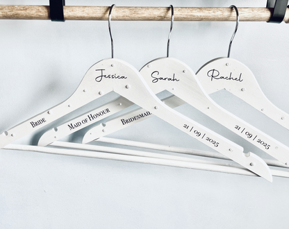Personalised Wedding Hanger – Engraved Bridal Party Hanger with Shimmer Pearl-Effect Gems