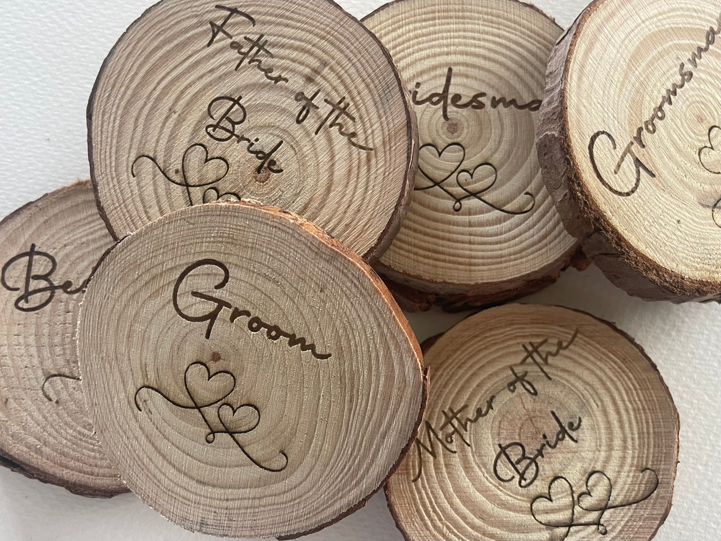 Personalised Natural Wood Log Slice Place Name / Coaster (Double-Sided)