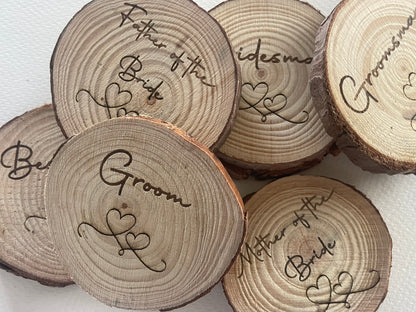 Personalised Natural Wood Log Slice Place Name / Coaster (Single-Sided)