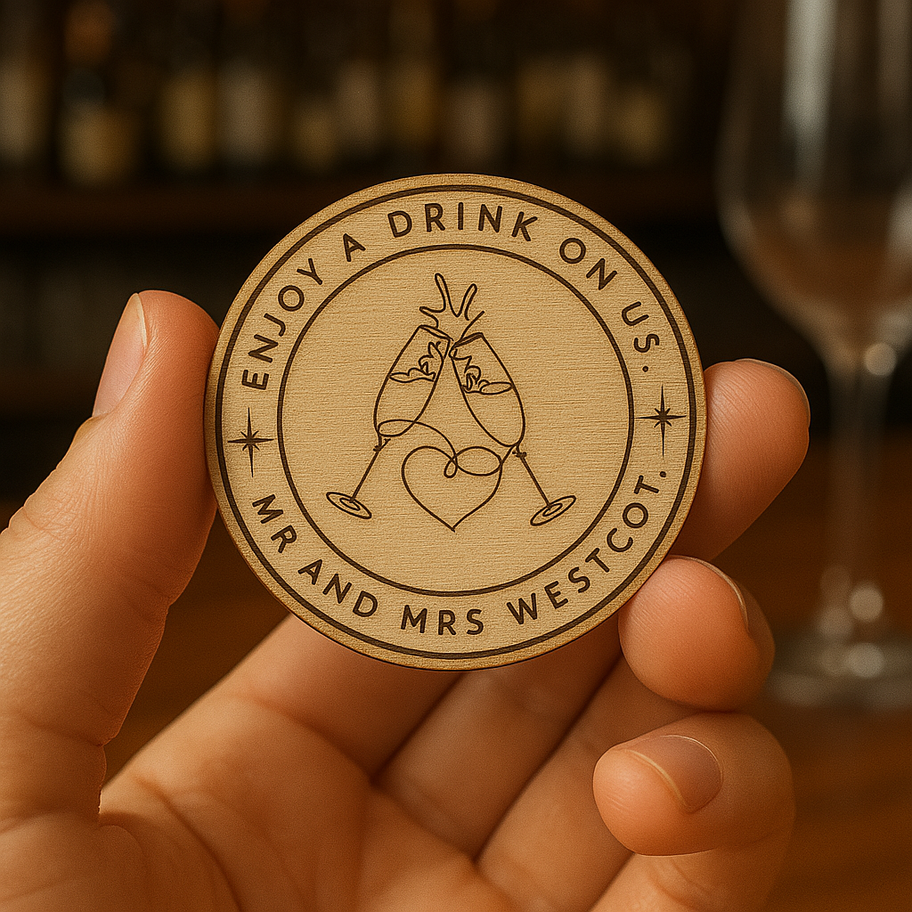 Wooden Wedding Drink Tokens – Custom Engraved