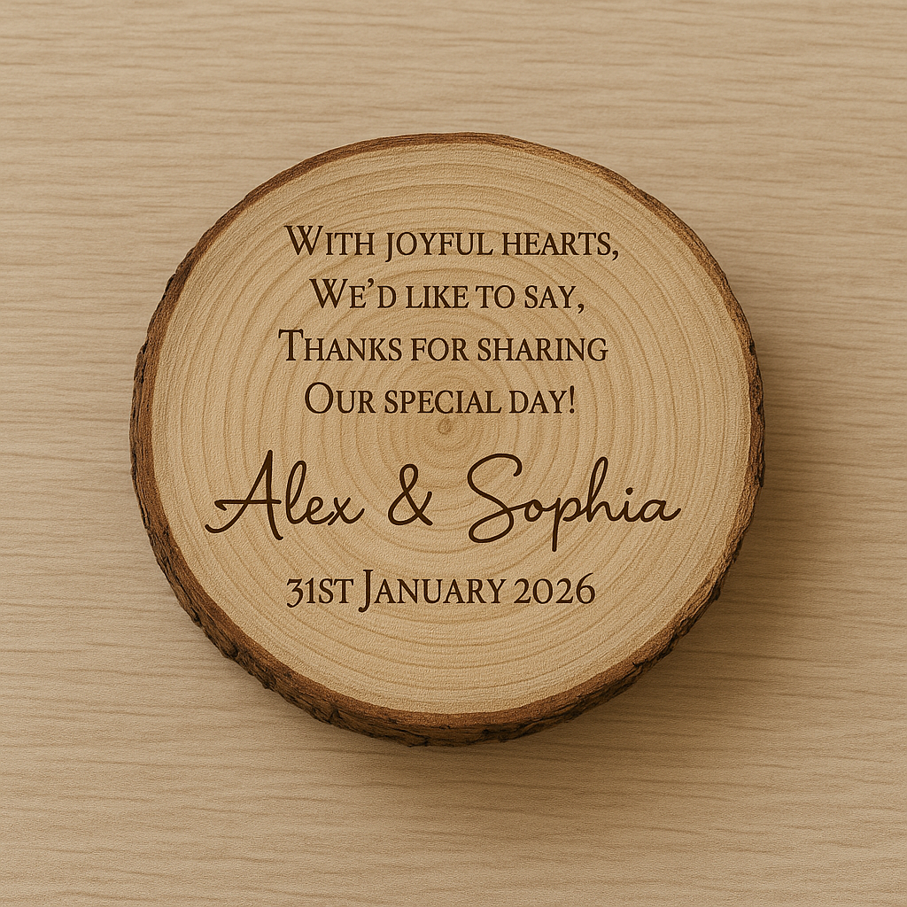 Personalised Natural Wood Log Slice Place Name / Coaster (Single-Sided)