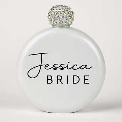 Personalised Glitter Hip Flask – Custom Engraved Wedding Party Gift