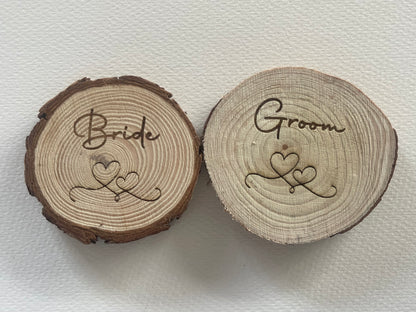 Personalised Natural Wood Log Slice Place Name / Coaster (Single-Sided)
