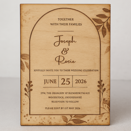 Personalised Wooden Wedding Invitation – 6x4