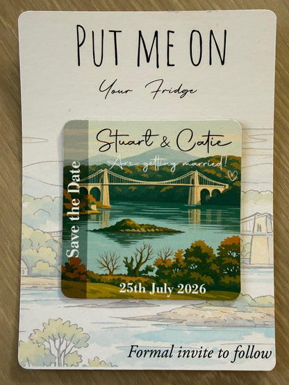 Anglesey Menai Bridge Magnetic Save the Date