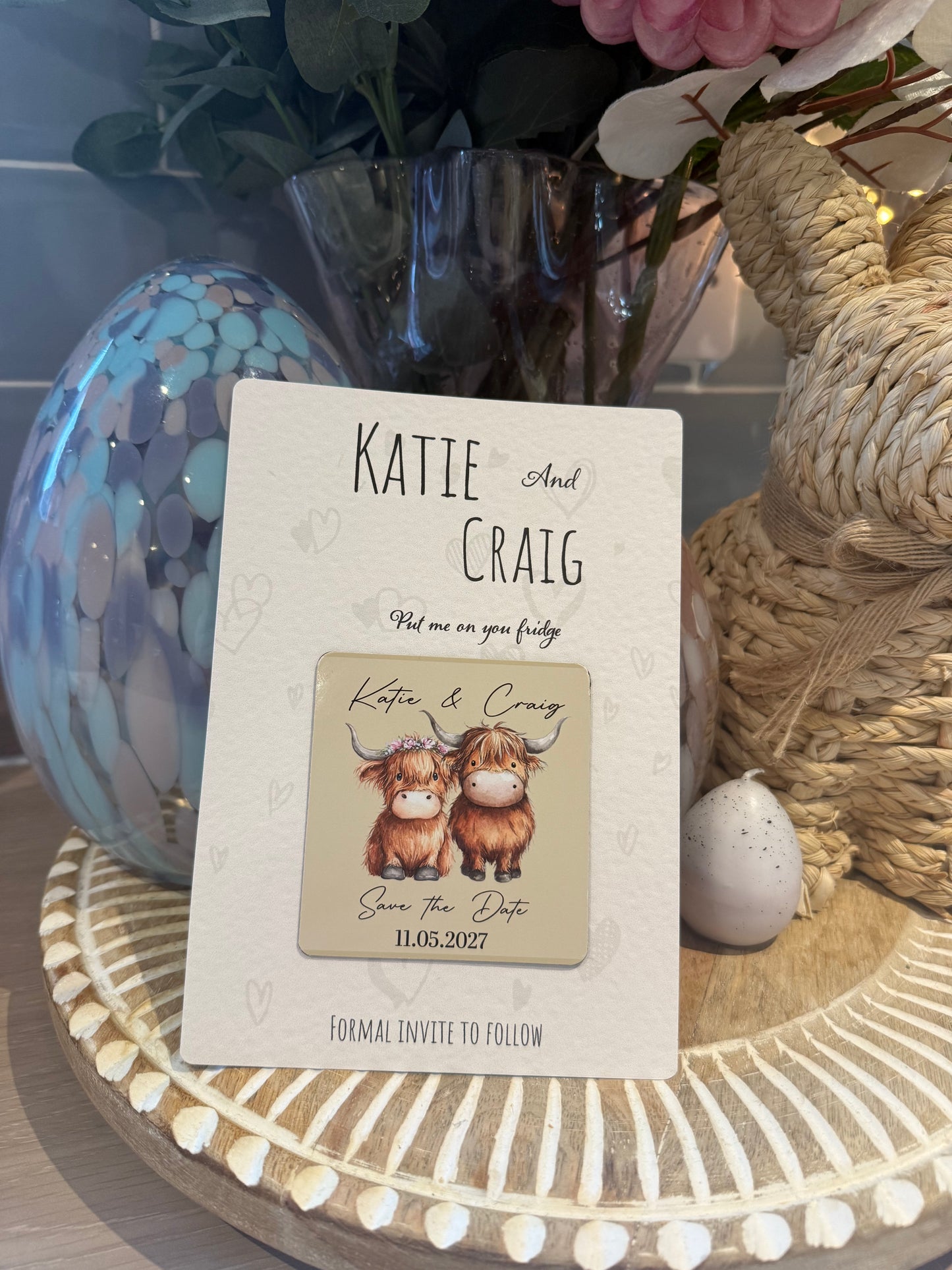Magnetic Save the Date – Highland Cow Design