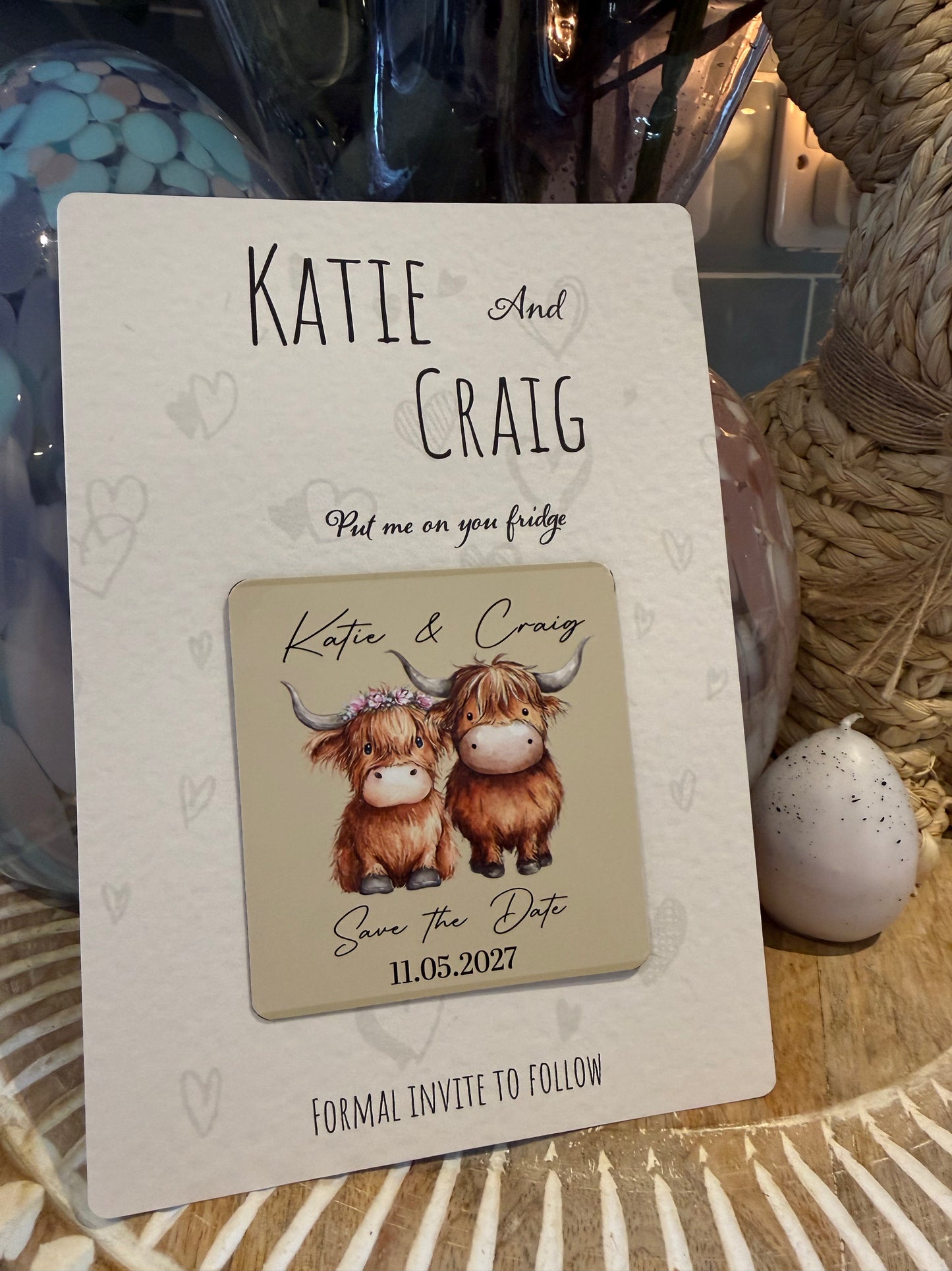 Magnetic Save the Date – Highland Cow Design