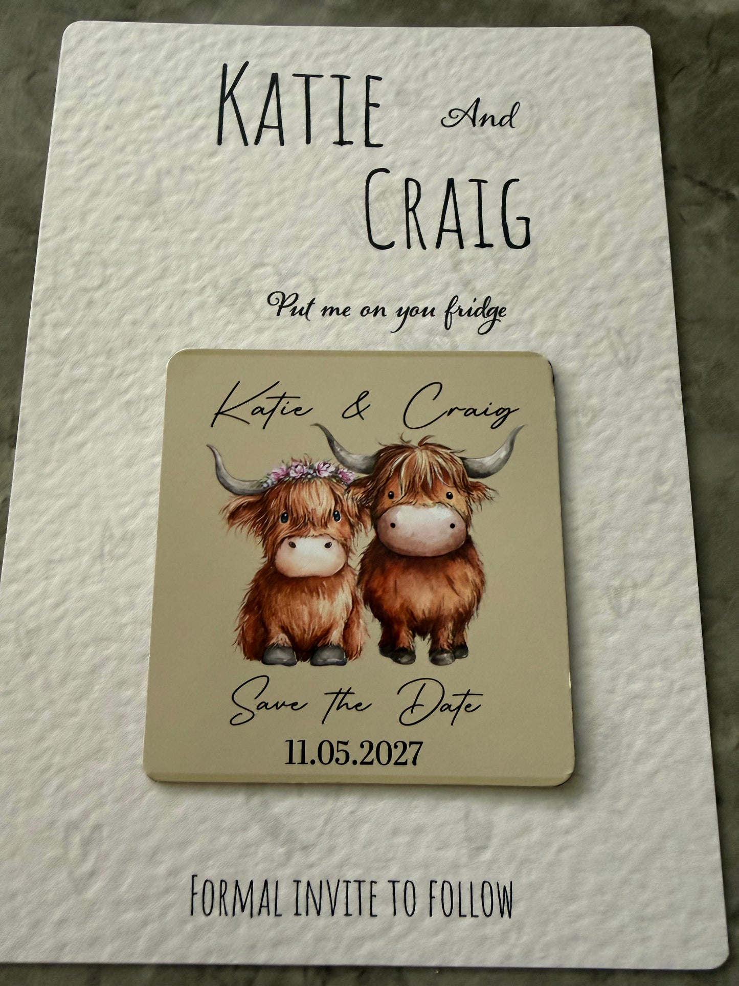 Magnetic Save the Date – Highland Cow Design