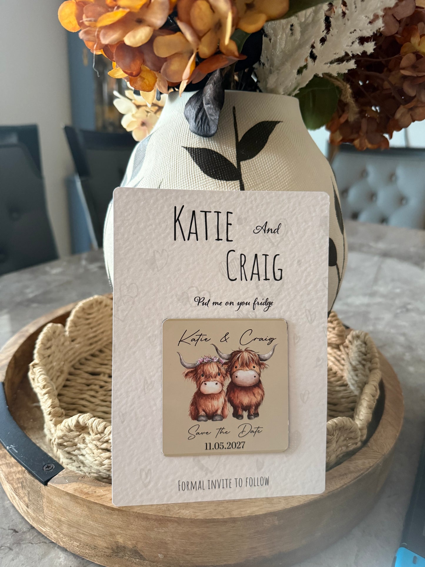 Magnetic Save the Date – Highland Cow Design