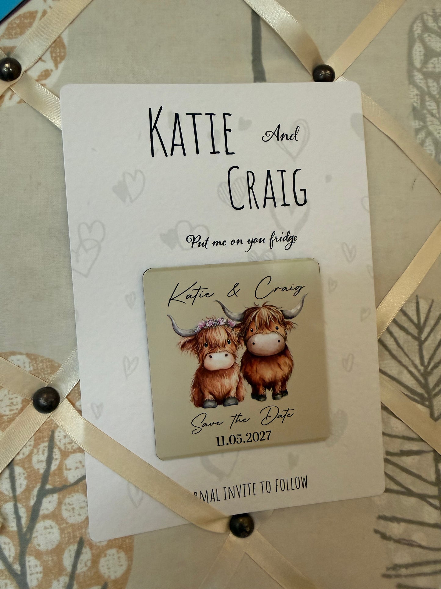 Magnetic Save the Date – Highland Cow Design