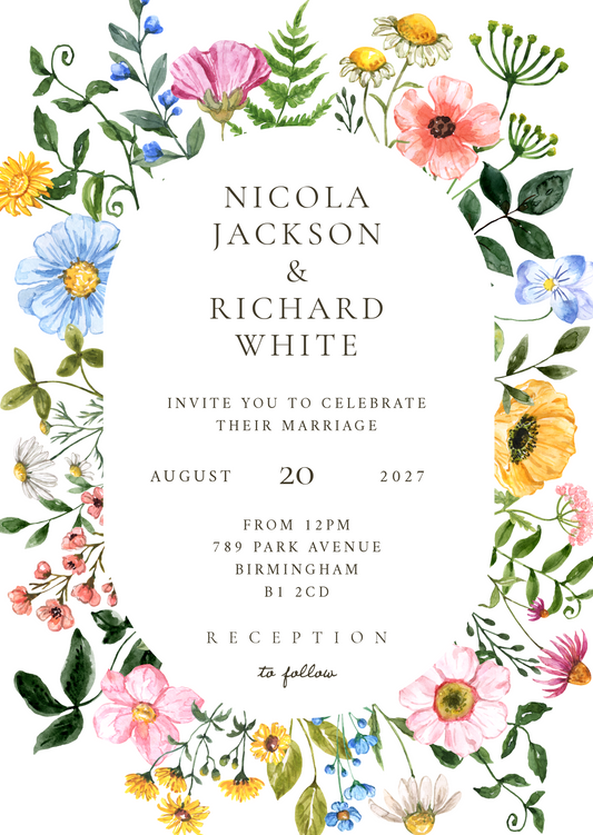 Wildflower Wedding Invitation with Wax Seal Envelope