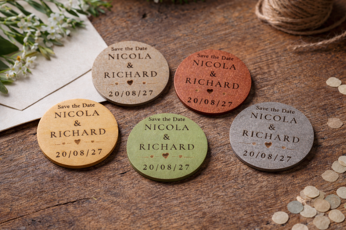 Magnetic Wooden Save the Date 3cm